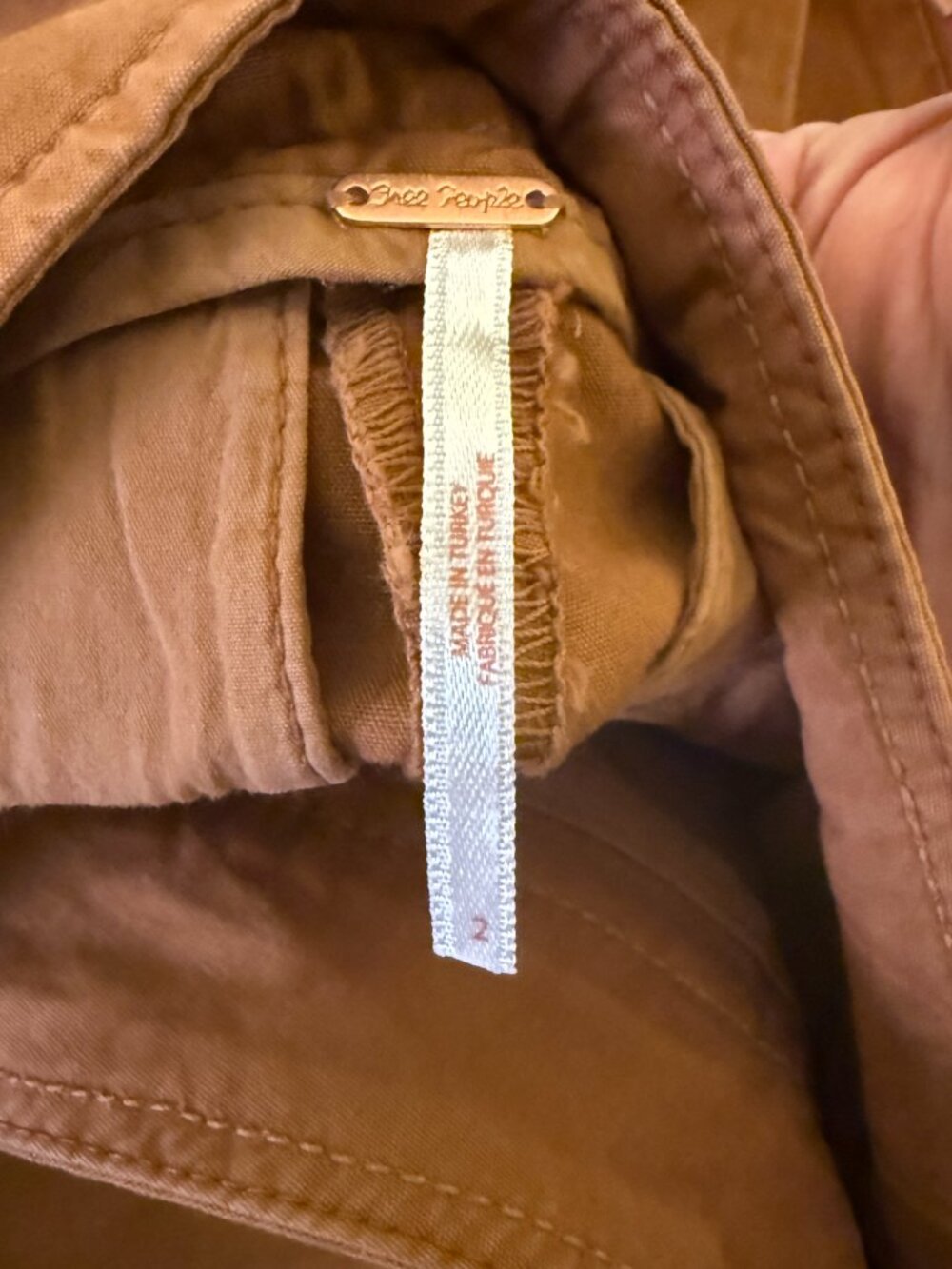 New Free People Brown Cargo Pocket Relaxed Pants 2 NWT - Picture 2 of 10